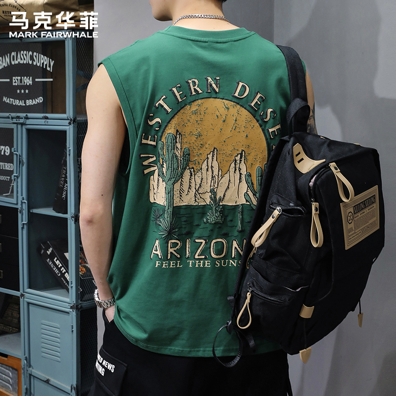 MARK FAIRWHALE Men's Vest Summer Outdoor Basketball Hurdle Sports Vest Sweatshirt