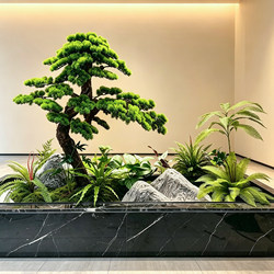 Artificial Welcoming Pine Tree, Fake Arborvitae, New Chinese-Style Indoor Landscaping Decoration, Foyer Window Display Green Plant Landscape Combination