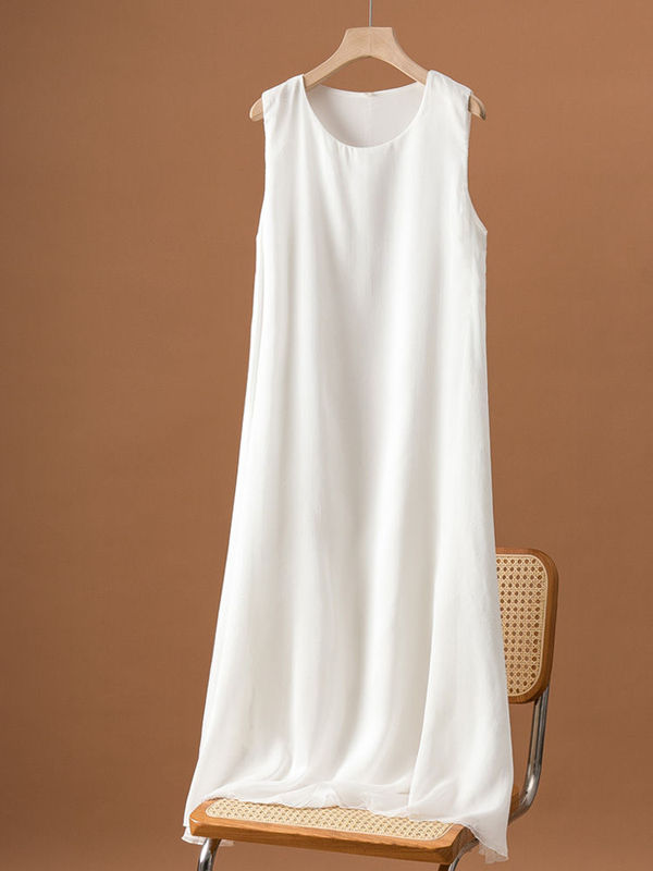 White Inner Slip Dress, Textured Tank Dress, 2026 Summer High-End Elegant Sleeveless Long Dress