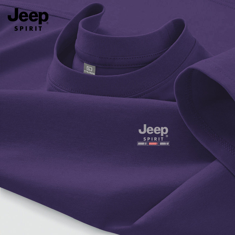 мужская хлопковая футболка Jeep Jeep с короткими рукавами, лето 2026, новая свободная повседневная молодежная футболка с круглым вырезом и короткими рукавами