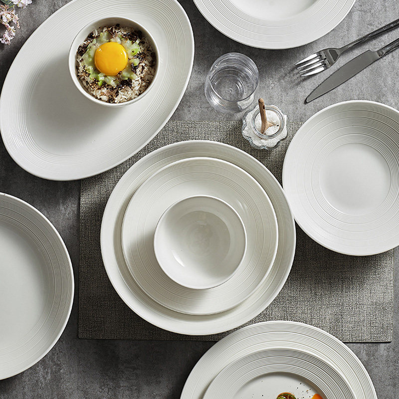 High-End Tableware Set Bowls for Home Use 2025 New Stylish White Bowl and Plate Set Bowls, Plates, Chopsticks for Housewarming