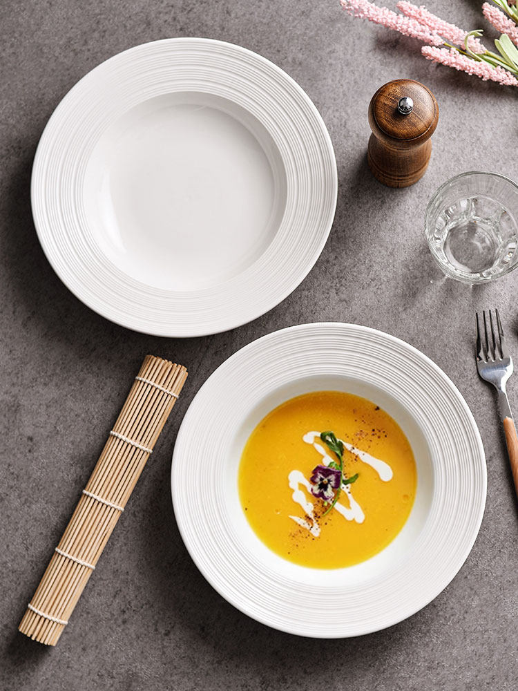 Western-Style Dinner Plates, High-End Straw Hat Plates, Soup Plates, Deep Plates, Ceramic Plates, Private Club High-End Dinner Plates, Hotel Tableware