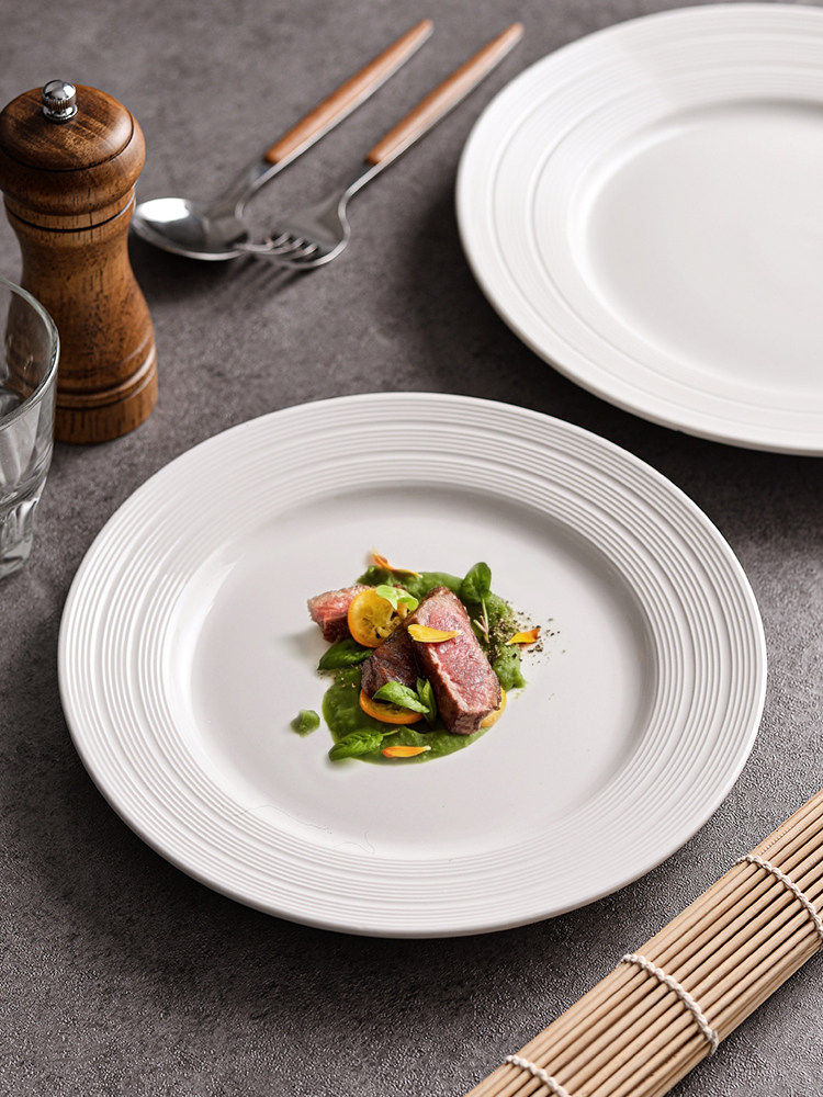 High-End Steak Plate, Western Food Plate, Pasta Plate, Commercial Round Plate, Ceramic Plate, Hotel Tableware Special