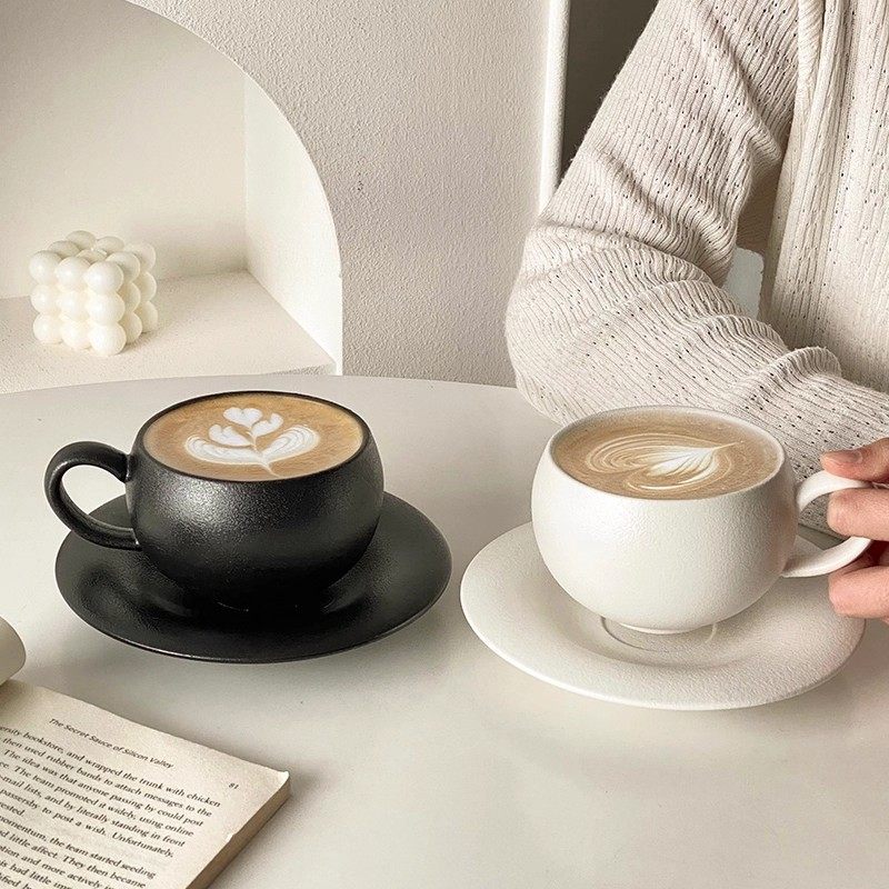High-End Coffee Cup, Light Luxury, Beautiful Coffee Cup and Saucer Set, Afternoon Tea Latte Cup, Latte Art Cup, Exquisite and Beautiful