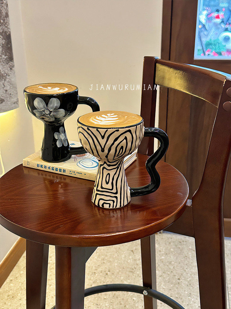 Especially Beautiful Cups, Creative Goblets, Ceramic Mugs, High-Value Design for Girls, Niche Ice Cream Cups