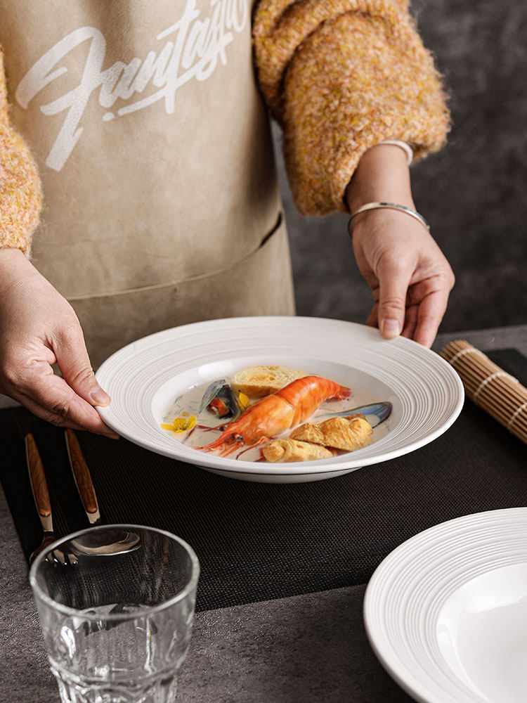 Western-Style Dinner Plates, High-End Straw Hat Plates, Soup Plates, Deep Plates, Ceramic Plates, Private Club High-End Dinner Plates, Hotel Tableware