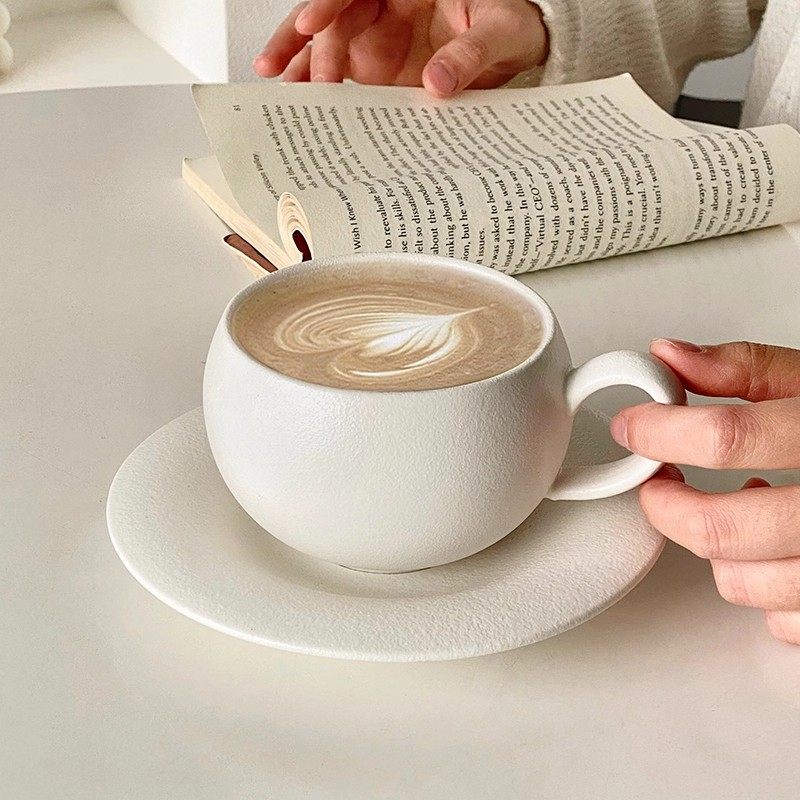 High-End Coffee Cup, Light Luxury, Beautiful Coffee Cup and Saucer Set, Afternoon Tea Latte Cup, Latte Art Cup, Exquisite and Beautiful