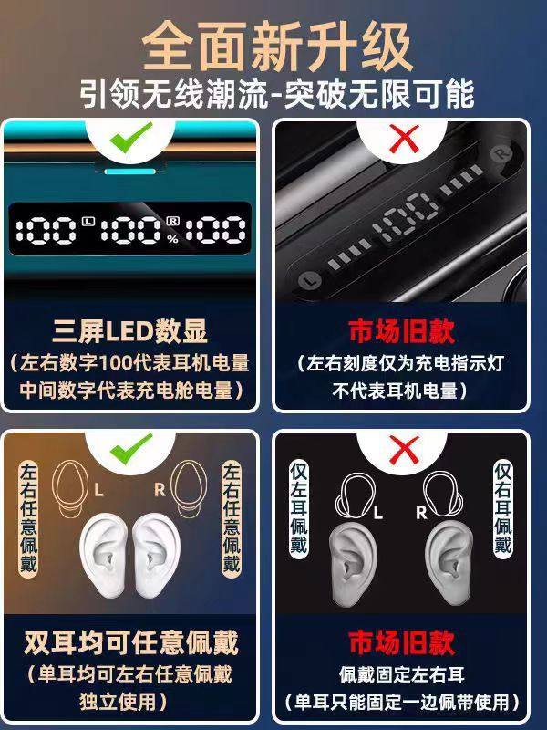 True Wireless Bluetooth Headphones, High-Quality Noise-Canceling In-Ear Mobile Phone Headphones, Compact, Long Battery Life, Running and Sports