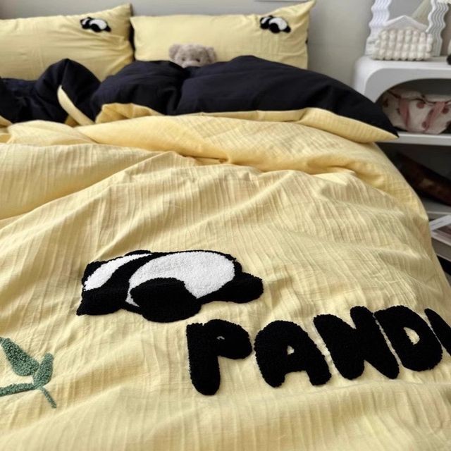 Cute cartoon bed four-piece set of fresh girl heart bedding powder quilt cover children's bed sheet three-piece set of bed 4