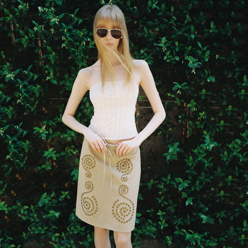 Humor Me Symmetrical Original Pattern Heavy-Duty Studded Skirt with Adjustable Elastic Waistband/Drawstring Humor Me Symmetrical Original Pattern Heavy-Duty Studded Skirt with Adjustable Elastic Waistband/Drawstring
