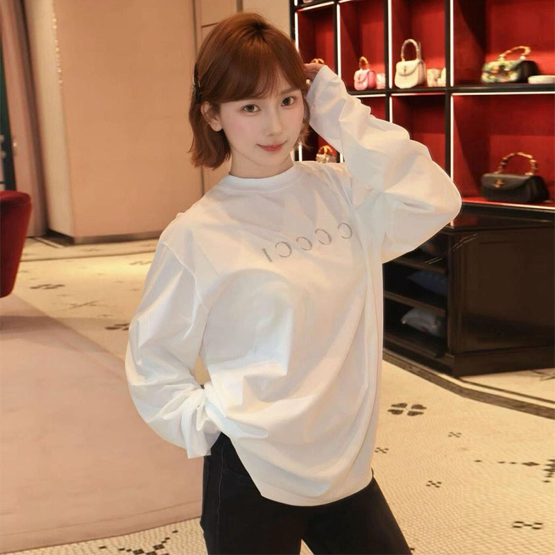 26Ss Early Autumn New Shiny Letter Logo Printed Long-Sleeved T-Shirt for Men and Women, Personalized Simple Pure Cotton Base Top 26Ss Early Autumn New Shiny Letter Logo Printed Long-Sleeved T-Shirt for Men and Women, Personalized Simple Pure Cotton Base Top
