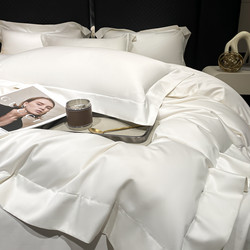 Mercury Home Textiles Seven Star Hotel 200 Count Long Staple Cotton Four-Piece Set 100% Cotton Quilt Cover Sheets Solid Color