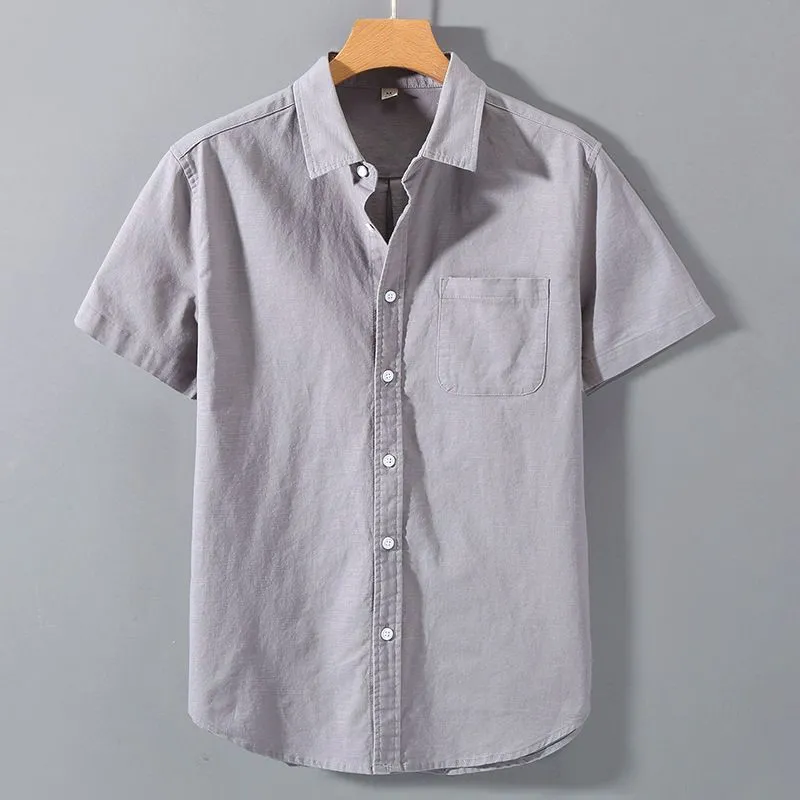 Trendy linen shirt for men, summer, thin, loose and casual linen short-sleeved shirt, stylish and cool cotton and linen top