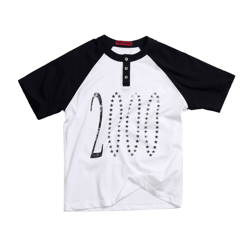 Yemanup* “2000” Millennium Retro Starburst Print Raglan Sleeve 100% Cotton Short-Sleeved T-Shirt Yemanup* “2000” Millennium Retro Starburst Print Raglan Sleeve 100% Cotton Short-Sleeved T-Shirt