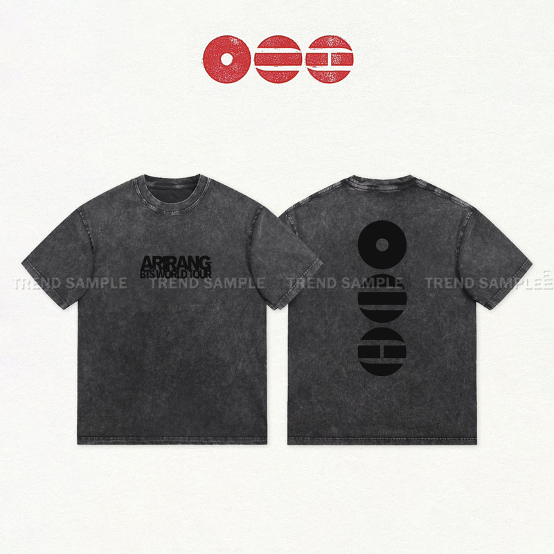 Bts Arirang Tour Merchandise Same Style Distressed Short-Sleeve T-Shirt Unisex Loose Short-Sleeve Top