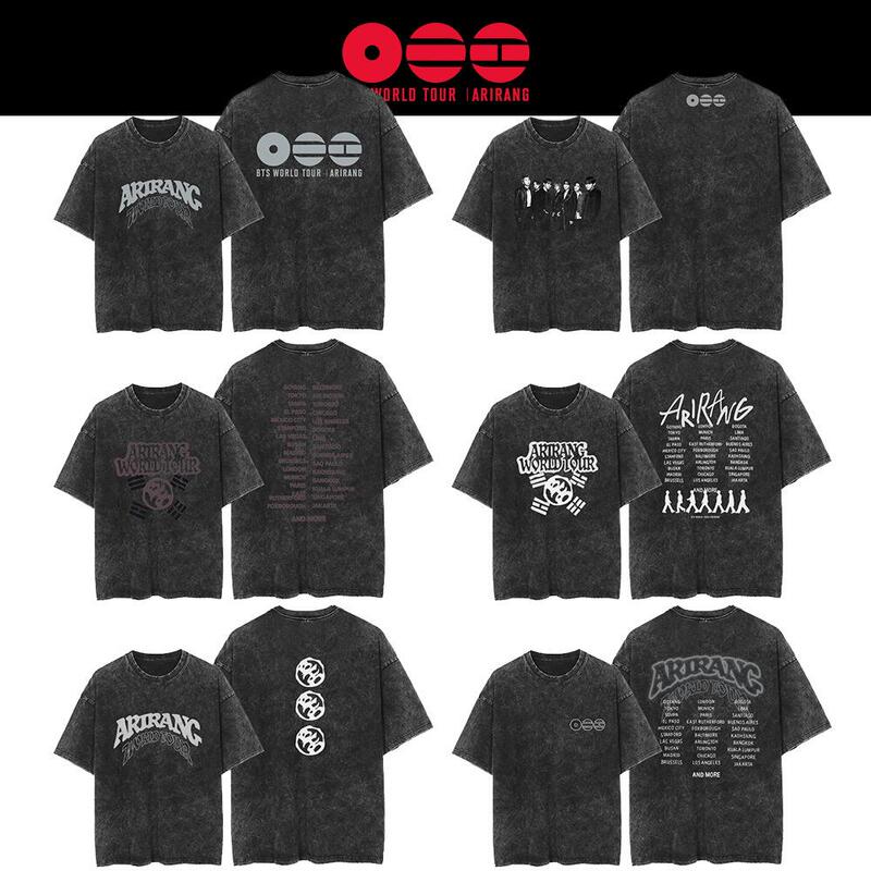 Bts Official Fifth Album Arirang Washed T-Shirt with the Same Print, Fan Support Short-Sleeved Shirt Bts Official Fifth Album Arirang Washed T-Shirt with the Same Print, Fan Support Short-Sleeved Shirt