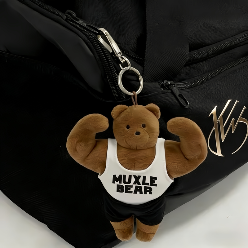 Soul Mates Ma Dongxiong Fitness Muscle Bear Plush Bag Pendant Niche Doll Keychain Waist Hanging Ornament