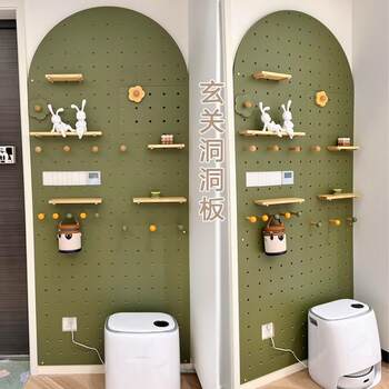Customized hole board wooden solid j wood home storage kitchen living room wall partition wall hanging storage rack wall hanging accessories