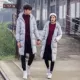 Áo khoác cotton mùa đông Phiên bản Hàn Quốc của áo khoác mỏng nam và nữ trong phần dài của đầu gối trùm xuống áo khoác cotton nam