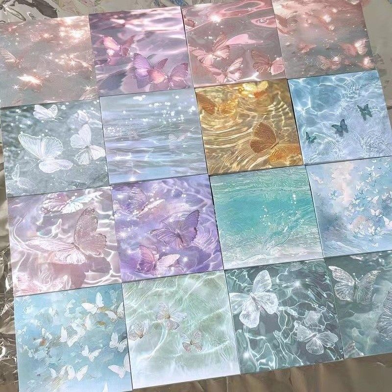 梦幻唯美油画蝴蝶便利贴高颜值星空ins凤留言有粘性学生便利贴手账