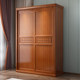 Popular Solid Wood Wardrobe, Modern Chinese Style, Two, Three or Four Doors, Sliding Doors, Simple Home Bedroom Wardrobe with Mirror