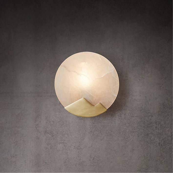 Nordic modern simple brass wall lamp Creative personality Bedroom bedside lamp Aisle Living room background wall marble lamp