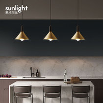 Nordic chandelier Simple modern restaurant chandelier Personality creative bedside study lamp Post-modern copper bar lamp