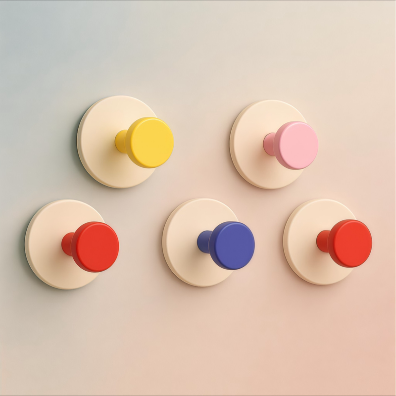 Dopamine-Colored, Load-Bearing, Traceless, No-Drill Suction Cup, Creative and Cute Hook, Sticky Hook, Strong Adhesive Hook for Dormitory and Entryway Keys