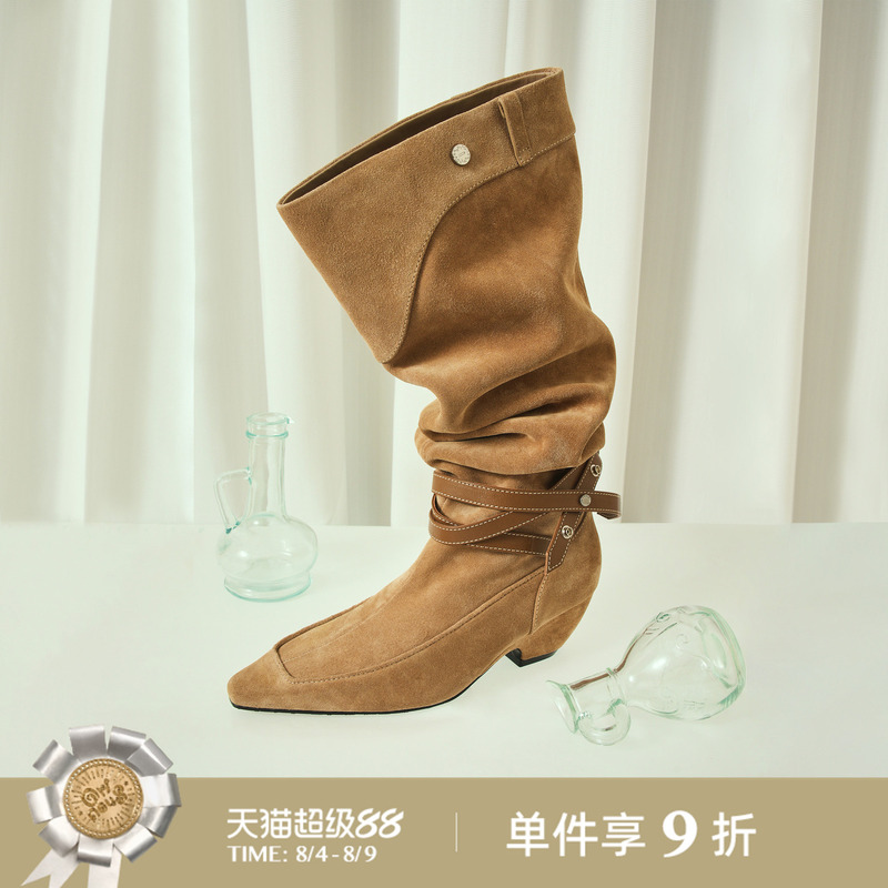 【Same Style as the Blogger】Oriinous Official Direct Sales V-Strap Stacked Boots for Women, Autumn and Winter High-Top Pointed Boots 【Same Style as the Blogger】Oriinous Official Direct Sales V-Strap Stacked Boots for Women, Autumn and Winter High-Top Pointed Boots