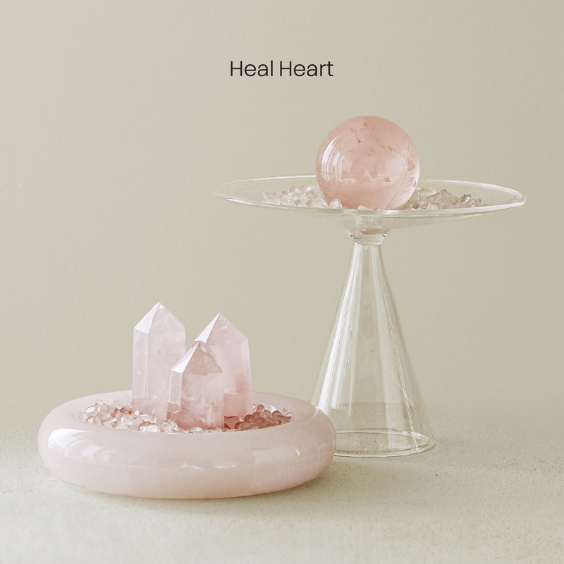 Healheart Infinite Island Natural Pink Crystal Ball Ornaments High-End Couple Gifts Creative Entrance Home Decoration
