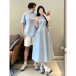 커플 슈트 여름 프랑스 부드러운 달콤한 틈새 디자인 하이 허리 소매가 드레스 2025 원피스