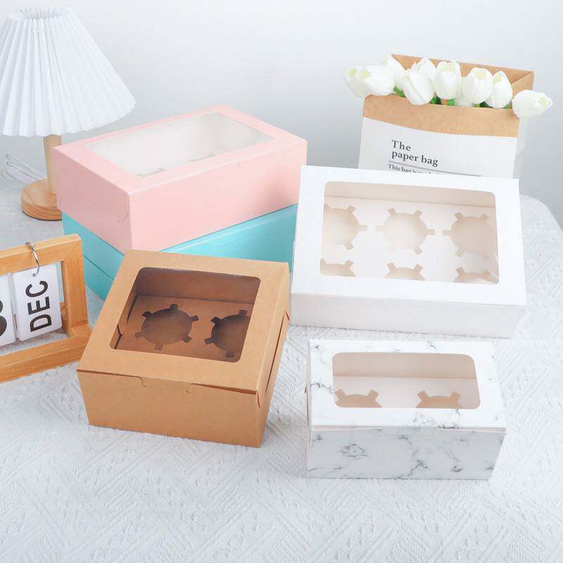 2 4 6 grain cupcake packaging boxes packing box kraft maven cup cake box egg tart box-Taobao