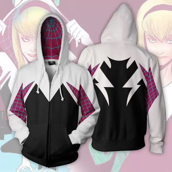 Across the Universe Gwen Spider Zipper Sweatshirt 3D Printed Hoodie Extraordinary Cosplay Costume Comic Con Hooded Jacket