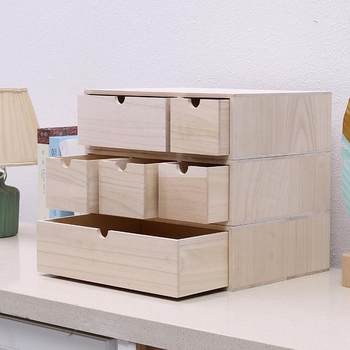 Solid wood desktop storage box monitor increased elevated student office desk file storage rack cosmetic storage box