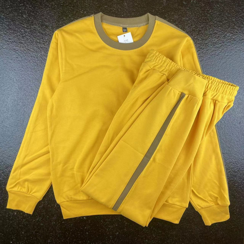Cocoa Strip Yellow Sweatshirt Set (Comes with Badge, Sewn and Ready to Ship, Free Shipping on Orders over 99)