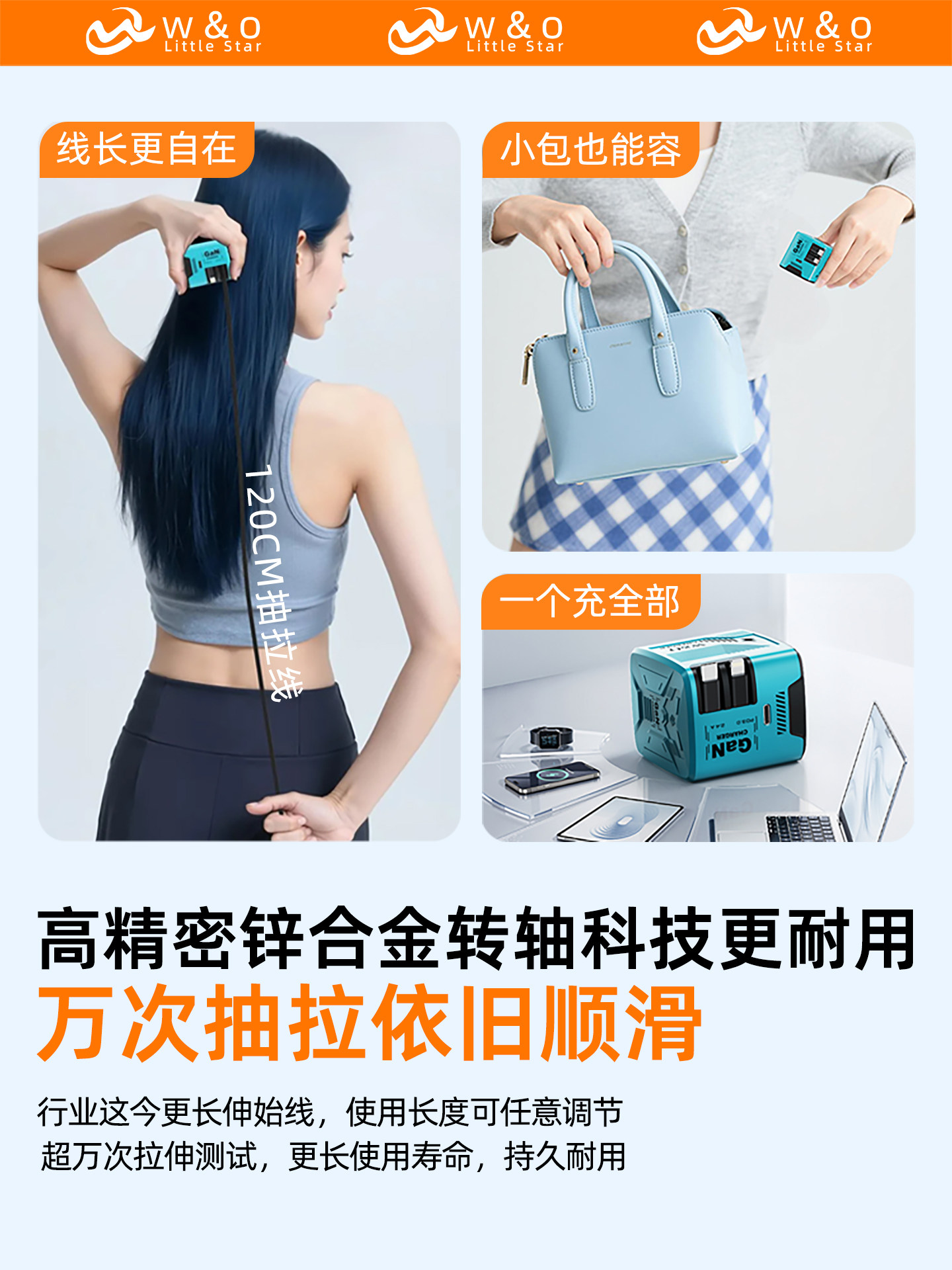 [New on Iphone17]Gallium Nitride Charging Head with Built-In Retractable Cable, Fast Charging, One-To-Three, Suitable for Apple Charging Cable Set, Ipad, Huawei, Xiaomi Mobile Phone Data Cable Plug