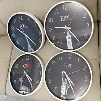 Hotel lobby front desk luxury wall clock world time zone chinese creative flag home clock quartz clock