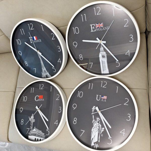 Hotel lobby front desk luxury wall clock world time zone Chinese creative flag home clock quartz clock