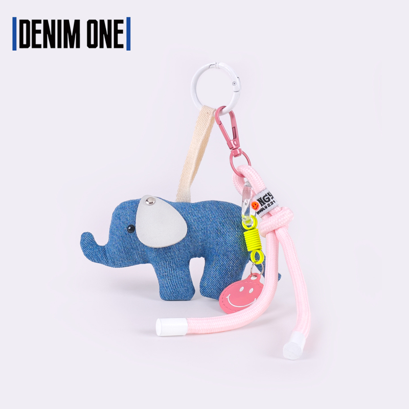 Denim One Original Design Handmade Denim Elephant Pendant Bag Charm Keychain
