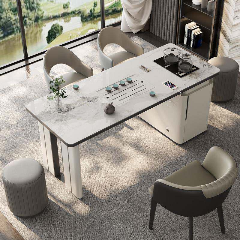 Slate tea table 2025 new high-end tea set tea table complete set of tea table office reception tea table and chair combination