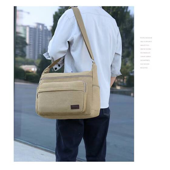 New Men's Casual Bag, Wear-Resistant Canvas Bag, Men's Horizontal Shoulder Bag, Crossbody Bag, Men's Bag, Crossbody Backpack