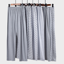 Middle-aged and elderly spring and autumn thin autumn trousers mens Cotton pajama trousers sleeping large size loose old family pants