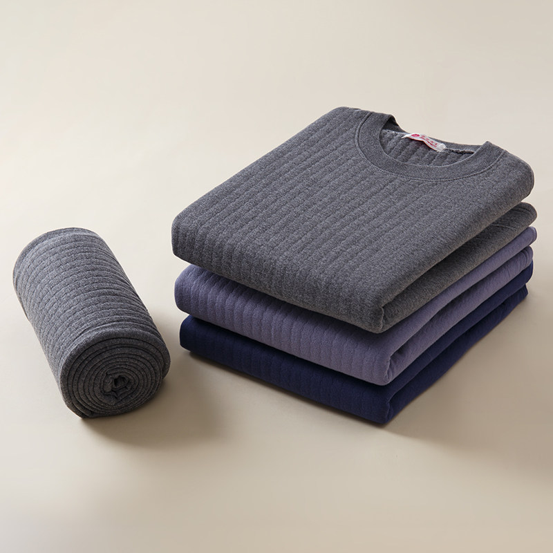 Middle aged men's men's autumn clothes round collar full cotton heating clothes pure cotton single piece bottom blouse easy cotton sweater