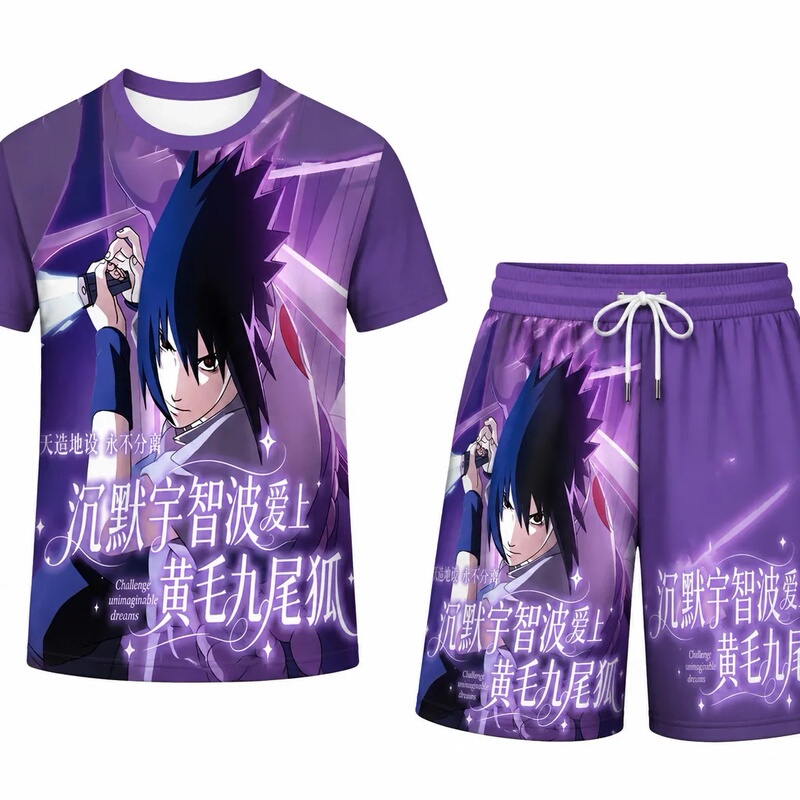 2026 Summer New Naruto Sasuke Abstract Funny Top Naruto Anime Print Short Sleeve T-Shirt