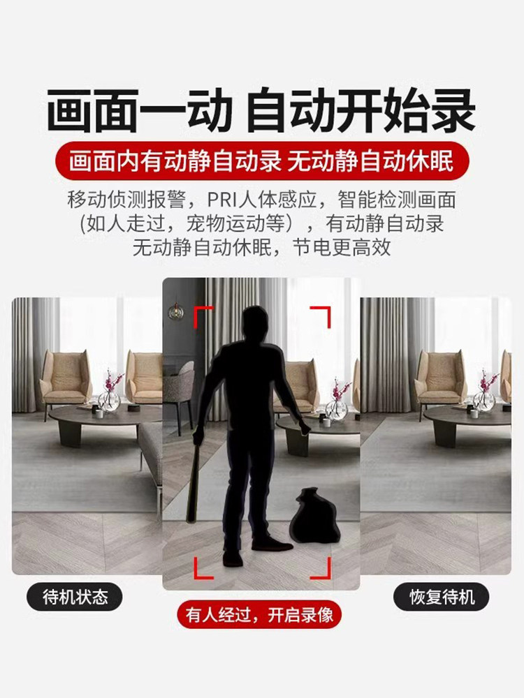 Camera for Home Remote Wireless Monitoring Via Mobile Phone, Wifi, No Power Required, High-Definition, Indoor and Outdoor, Smart Video for Entryway