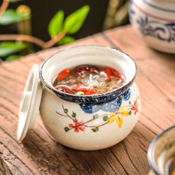 Xin Ye's Stew Soup Double Ear Bowl For Home One Bird's Nest Stew Pot Japanese-style Ceramic Steamed Egg Bowl Stew Pot