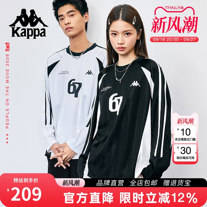 Kappa American-Style Long-Sleeve Jersey Men's Vertical Stripe Color-Block Crewneck Sweatshirt Women's Loose Couple's Base Layer T-Shirt Kappa American-Style Long-Sleeve Jersey Men's Vertical Stripe Color-Block Crewneck Sweatshirt Women's Loose Couple's Base Layer T-Shirt
