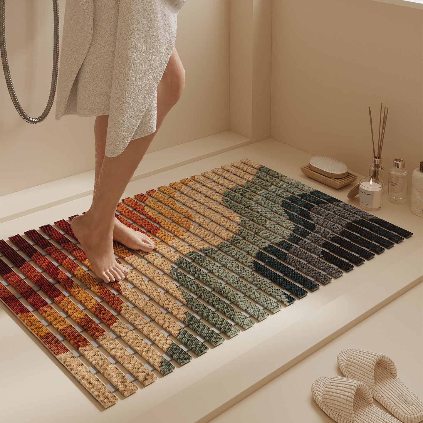 Bathroom non-slip floor mats, bathroom hollow draining and waterproof foot mats, bathroom children's and pregnant women's bath anti-fall carpets