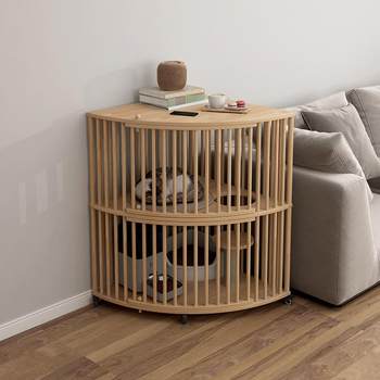 Corner fan-shaped solid wood cat cage household indoor cat villa cat cabinet super large free space cat tang cat house