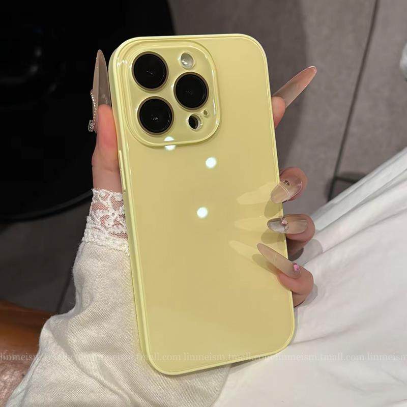 ins Summer Dopamine Original Glass Case Suitable for iPhone 15 Pro Apple 14 Phone Case 16Promax Premium 13 Unisex 12 Couple 11 New Model 17Pm Internet Celebrity Hot Item Promax Shockproof